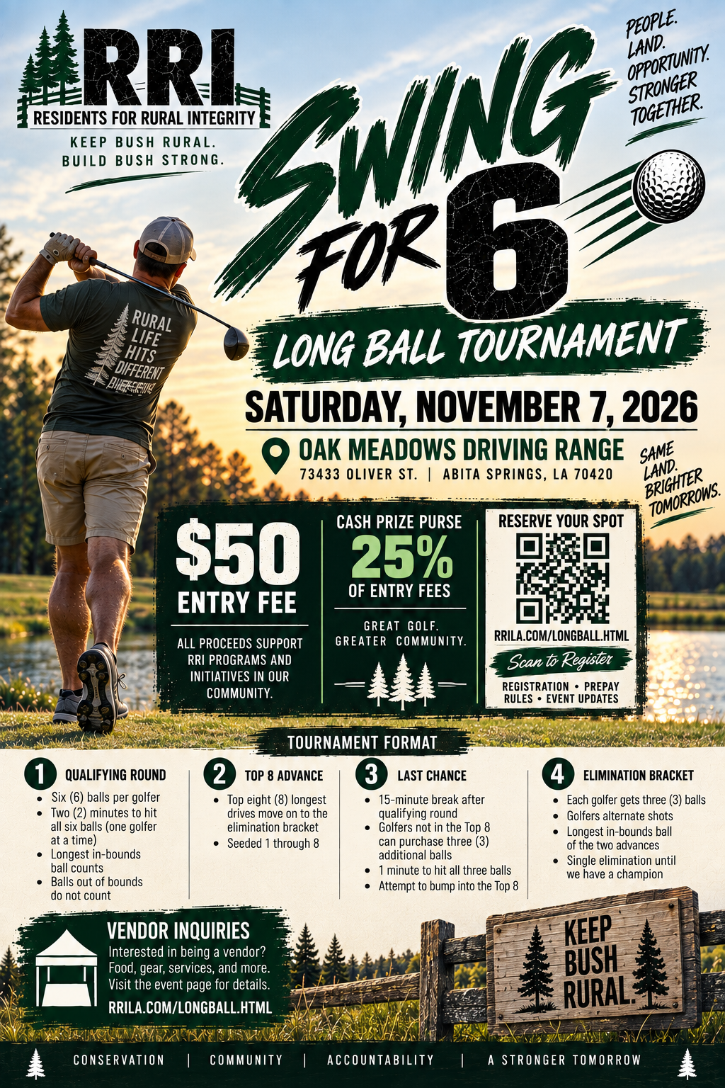 Swing for 6 Long Ball Tournament flyer